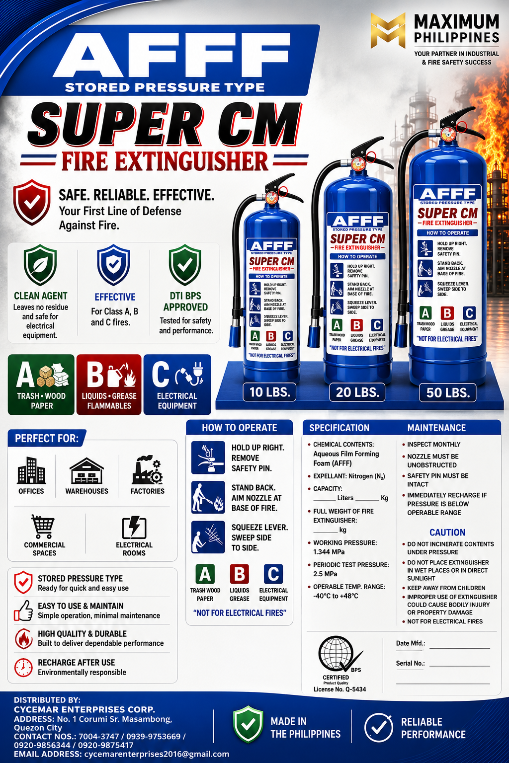 Super CM AFFF Portable Fire Extinguisher Collection
