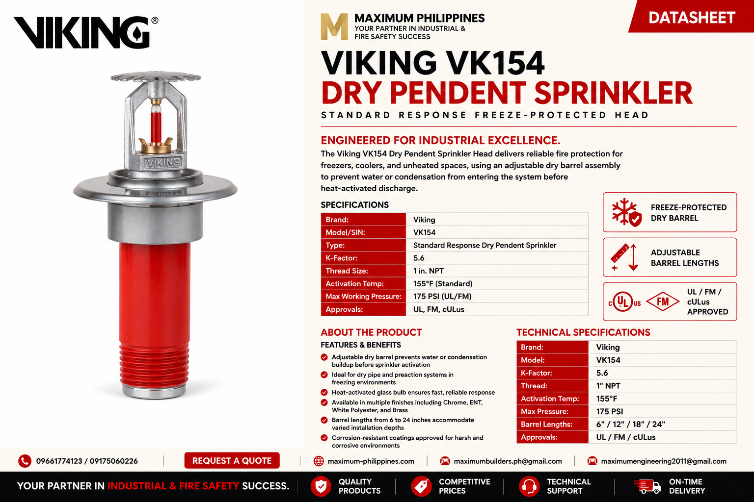 Dry Pendant Sprinkler Head Brochure