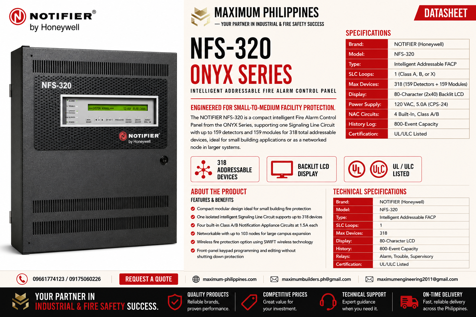 NFS-320 Intelligent Addressable Fire Alarm Control Panel Brochure