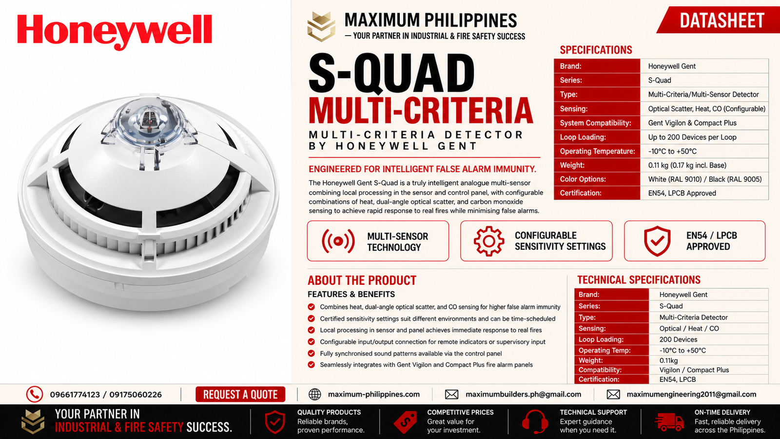 Honeywell Gent S-Quad Multi-Criteria Detector Brochure