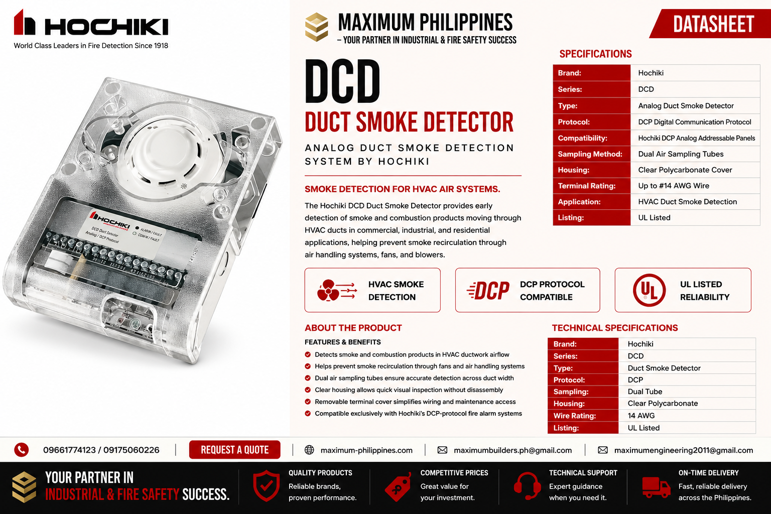 Hochiki DCD Duct Smoke Detector Brochure