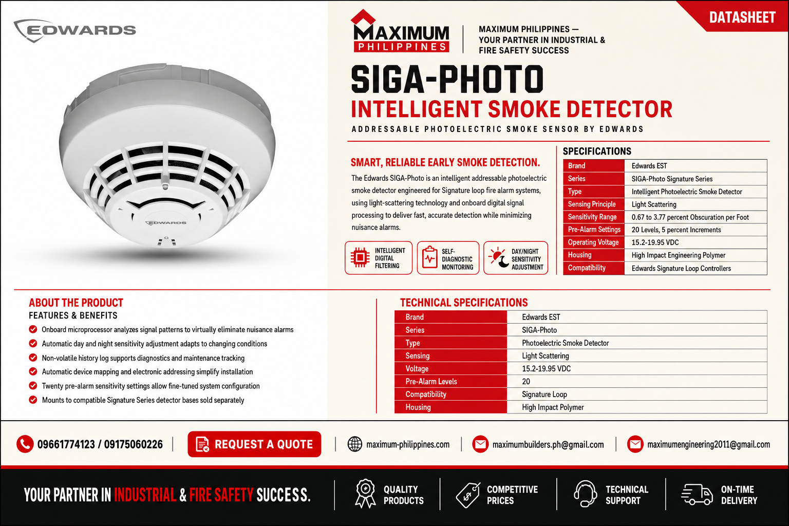 Edwards SIGA-Photo Intelligent Smoke Detector Brochure