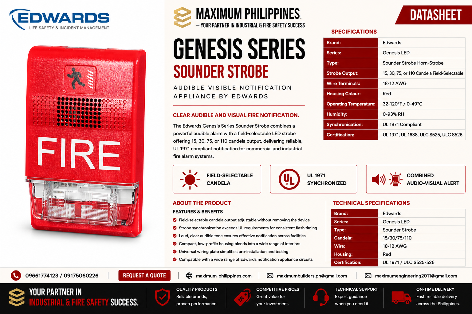 Edwards Genesis Series Sounder Strobe Brochure