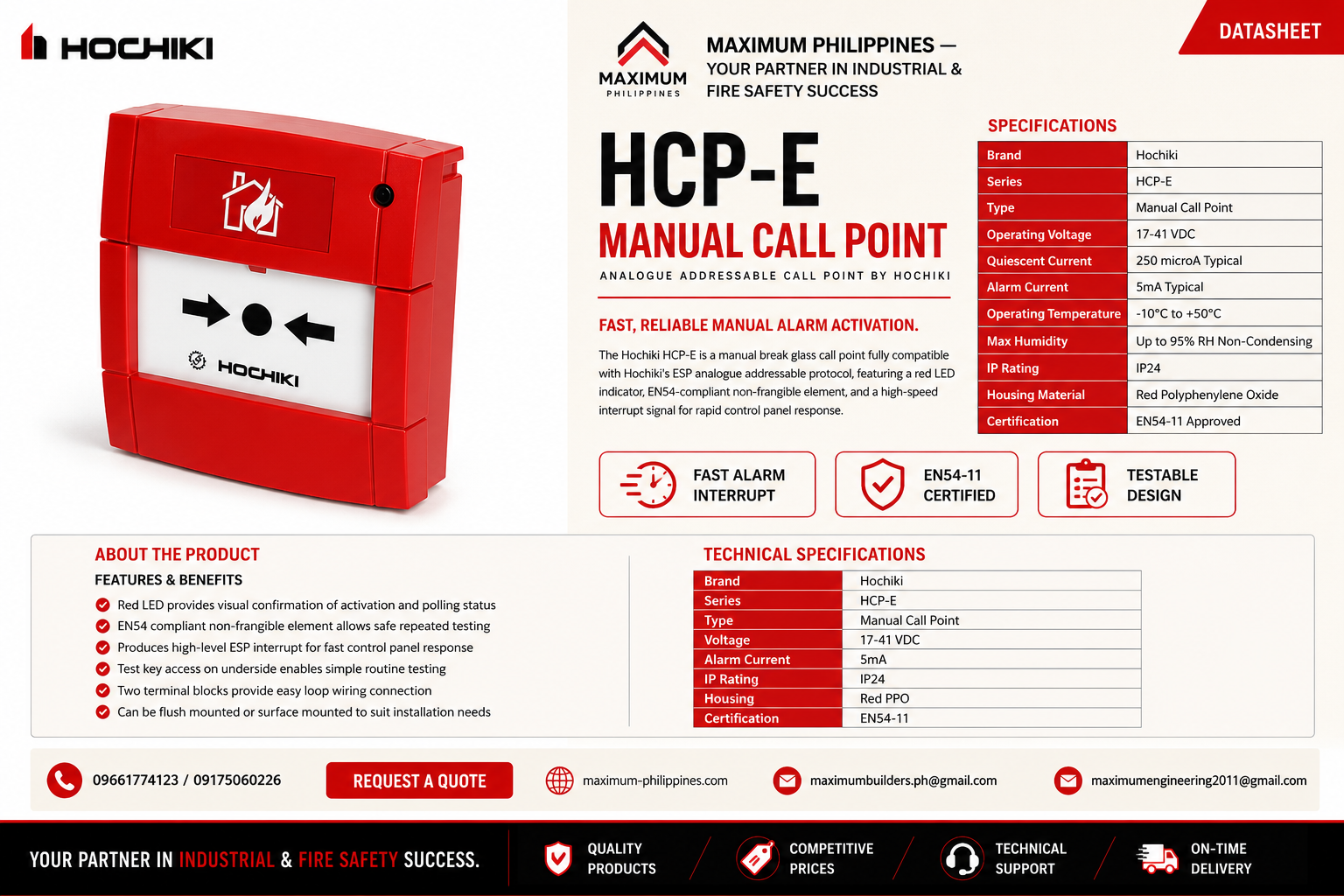Hochiki HCP-E Conventional Fire Alarm Control Panel Brochure