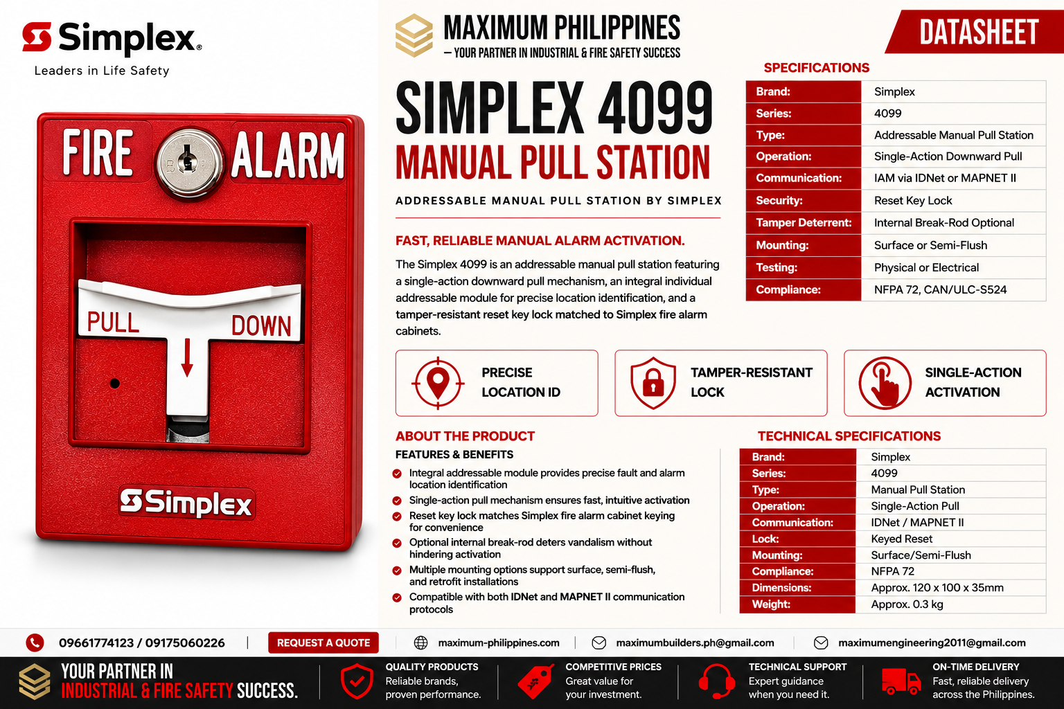 Simplex 4099 Addressable Manual Pull Station Brochure