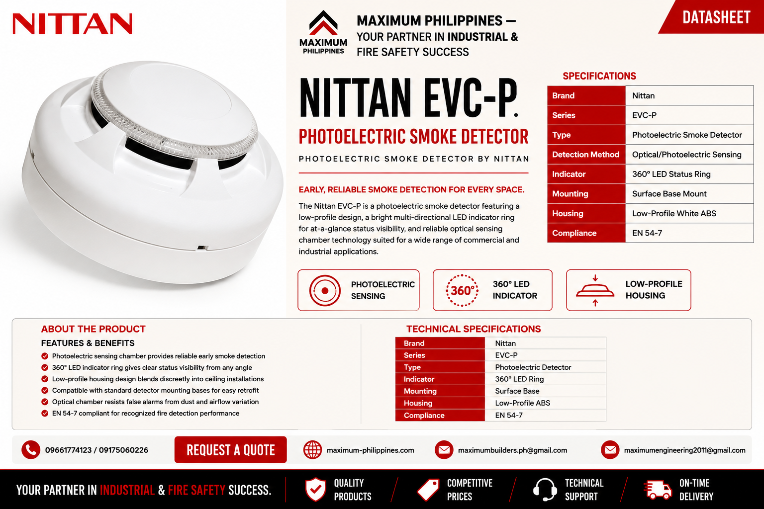 Nittan EVC-P Photoelectric Smoke Detector Brochure