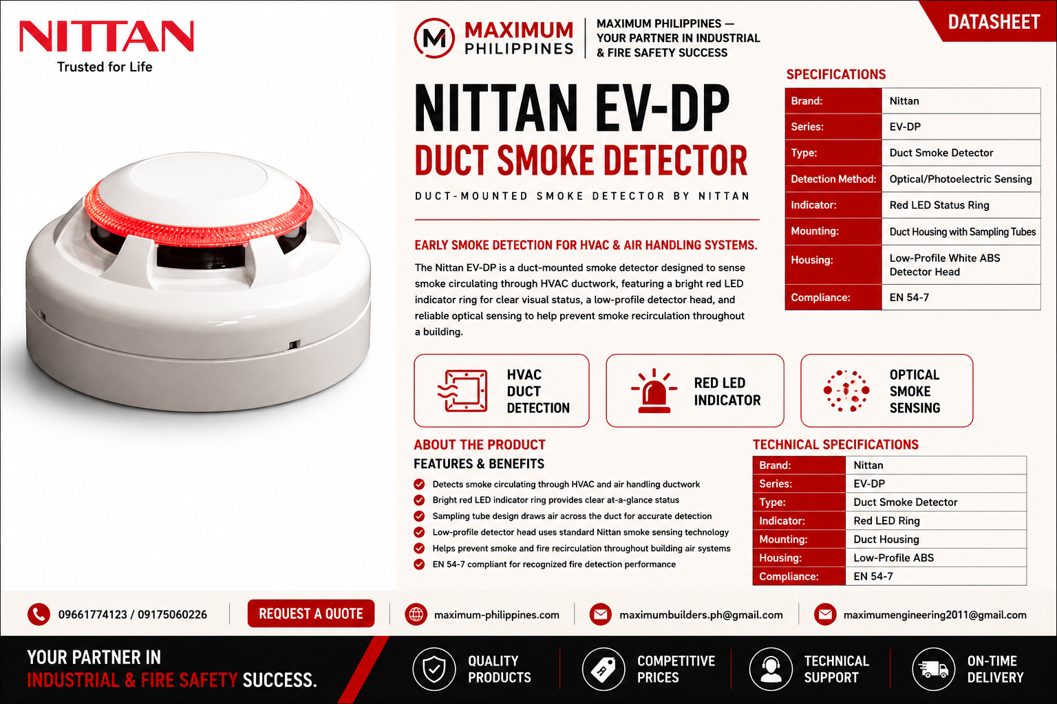 Nittan EV-DP Duct Smoke Detector Brochure