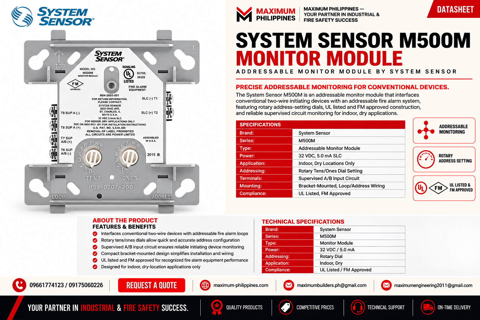 System Sensor M500M Monitor Module Brochure