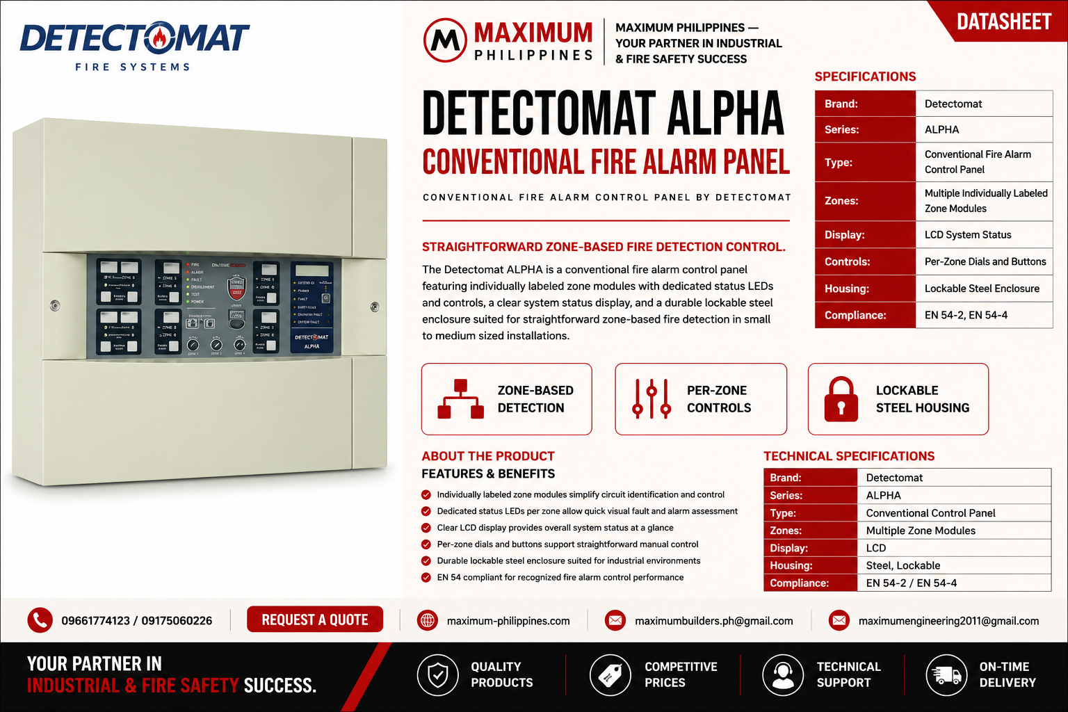 Detectomat ALPHA Conventional Fire Alarm Panel Brochure