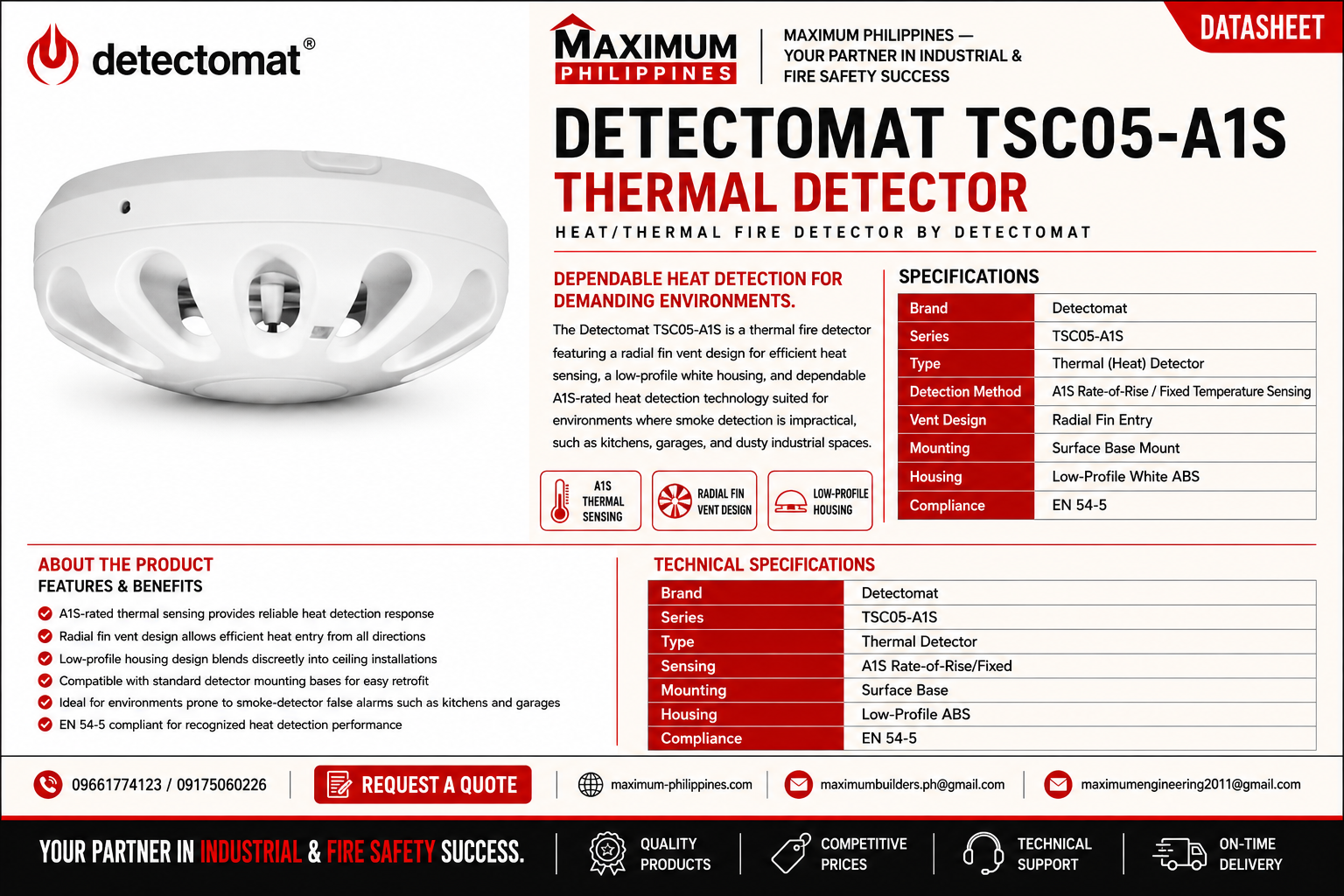 Detectomat TSC05-A1S Thermal Detector Brochure