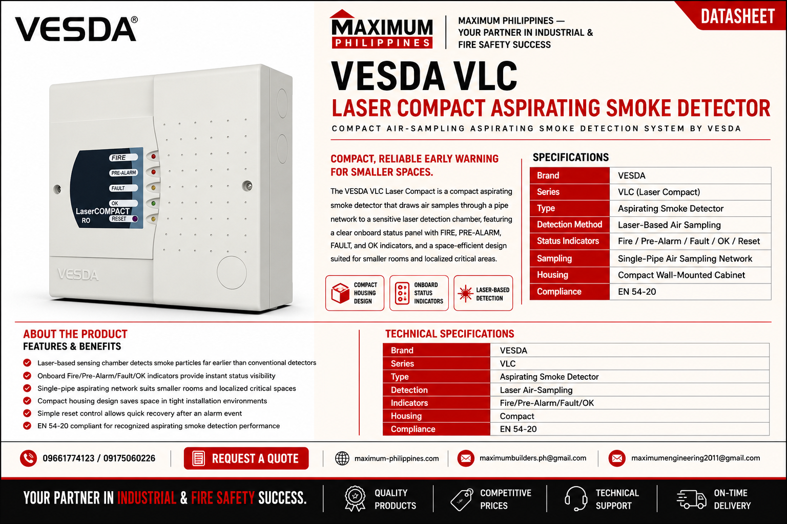VESDA VLC Laser Compact Aspirating Smoke Detector Brochure