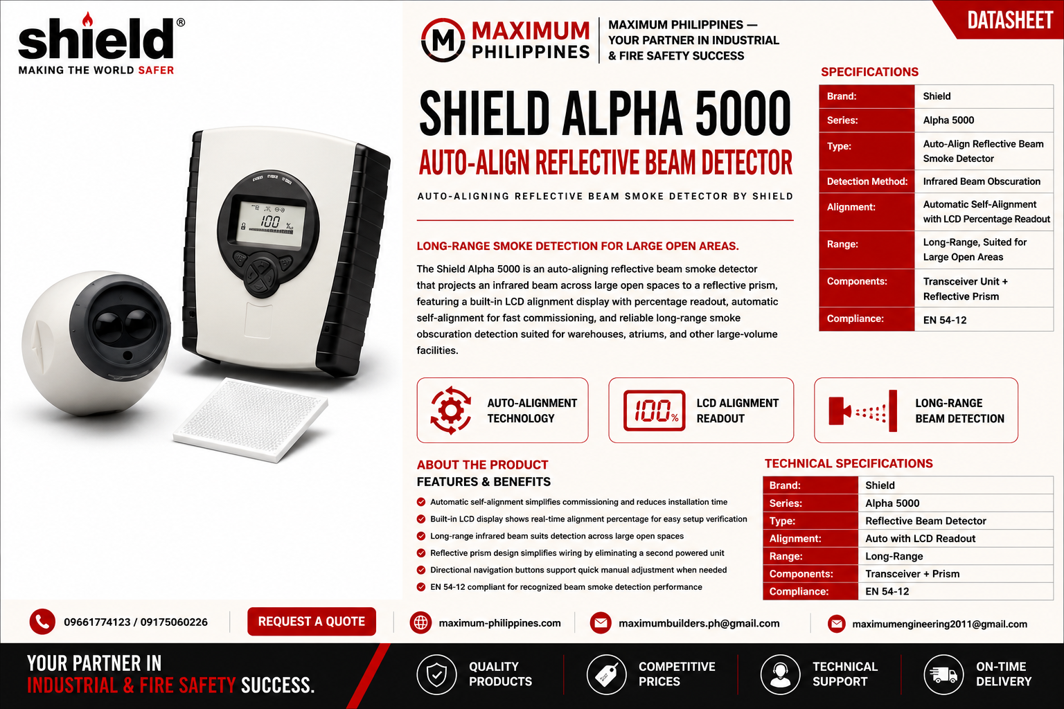 Shield Alpha 5000 Auto-Align Reflective Beam Detector Brochure